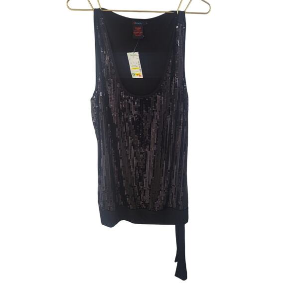 D Studio Sleeveless Scoop Neck Sequin Blouse w/side tie - Large - Picture 1 of 6